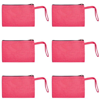 Compact Compact  Colorful Burlap Cosmetic Pouches Set of 6 for Women Wholesale Supply