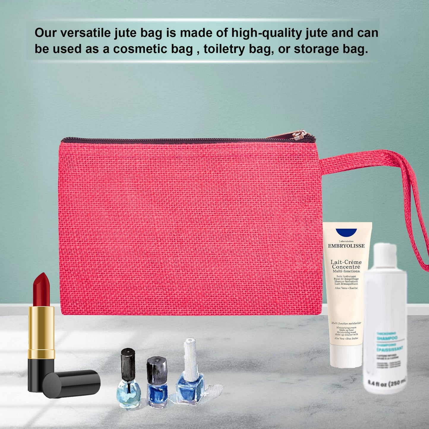 Compact Compact  Colorful Burlap Cosmetic Pouches Set of 6 for Women Wholesale Supply
