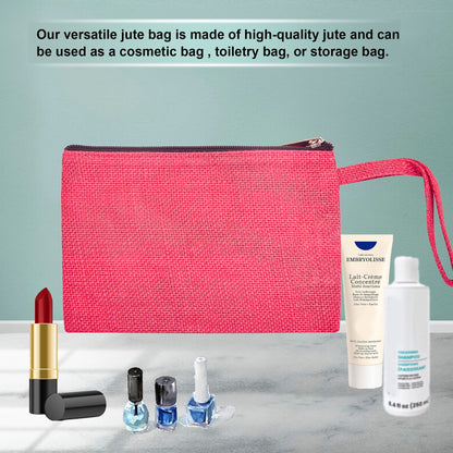 Compact Compact  Colorful Burlap Cosmetic Pouches Set of 6 for Women Wholesale Supply