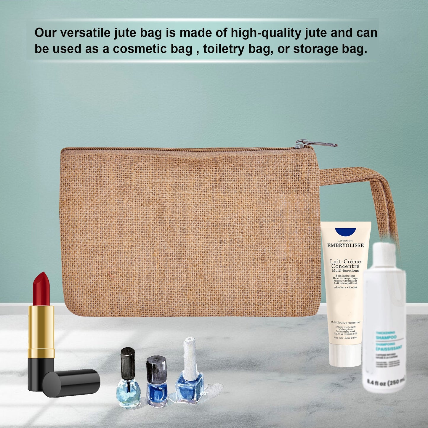 Travel Ready Travel  Burlap Cosmetic Makeup Organizer Bags for Women Wholesale Supply