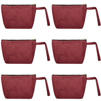 Versatile Eco  Colorful Jute Cosmetic Bags Pack of 6 for Women Wholesale Supply