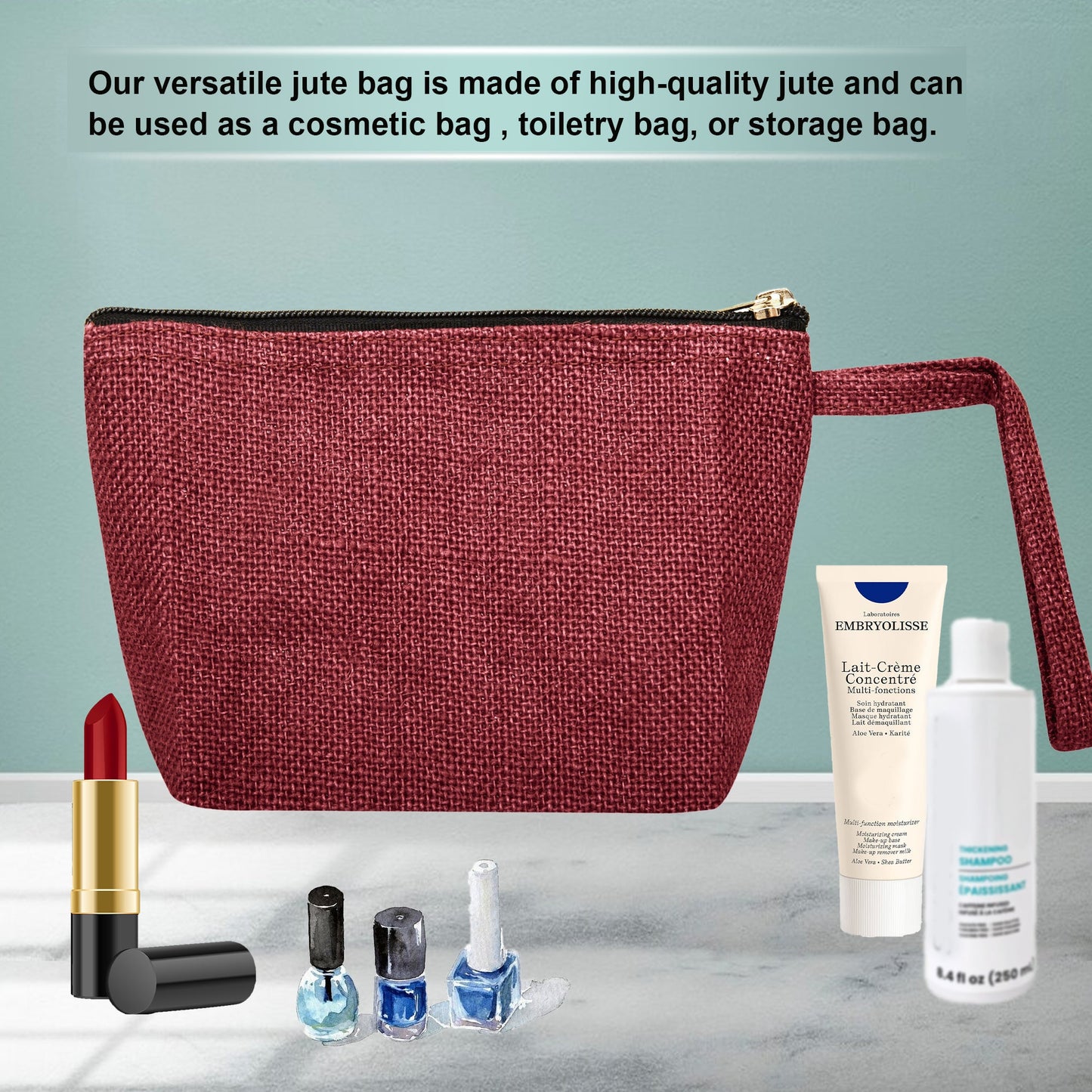 Versatile Eco  Colorful Jute Cosmetic Bags Pack of 6 for Women Wholesale Supply