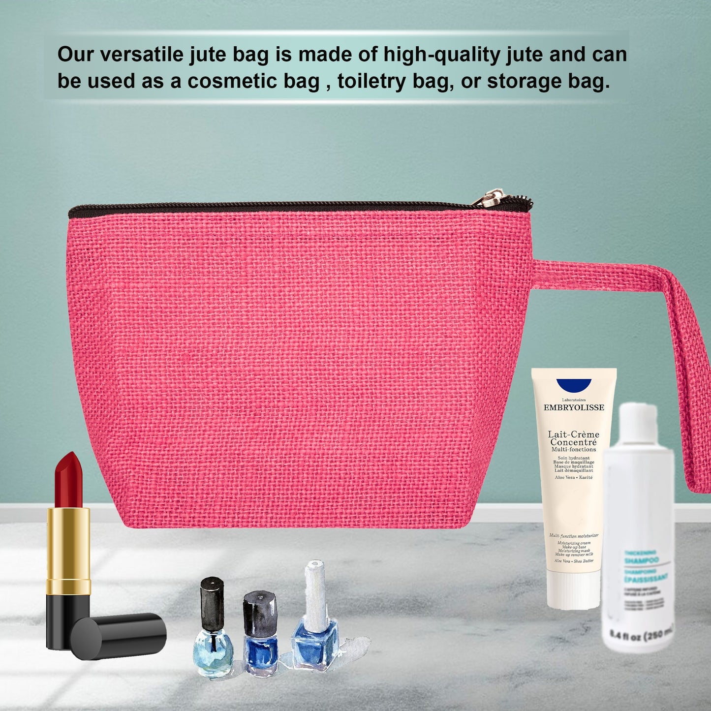 Versatile Eco  Colorful Jute Cosmetic Bags Pack of 6 for Women Wholesale Supply