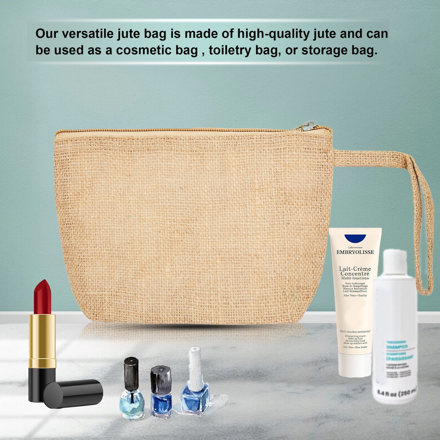 Elegant Durable  Burlap Makeup Zipper Pouches for Women Wholesale Supply