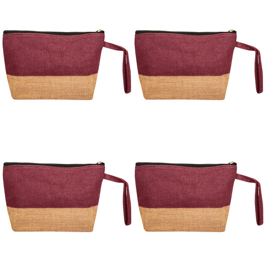 Premium Premium  Unisex Jute Cosmetic Pouches Pack of 4 for Women Wholesale Supply