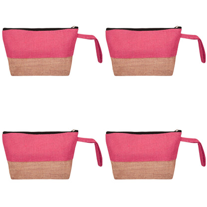 Premium Premium  Unisex Jute Cosmetic Pouches Pack of 4 for Women Wholesale Supply