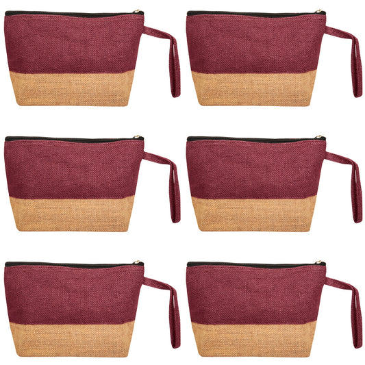 Eco Friendly Multipurpose  Unisex Jute Cosmetic Pouches Pack of 6 for Women Wholesale Supply
