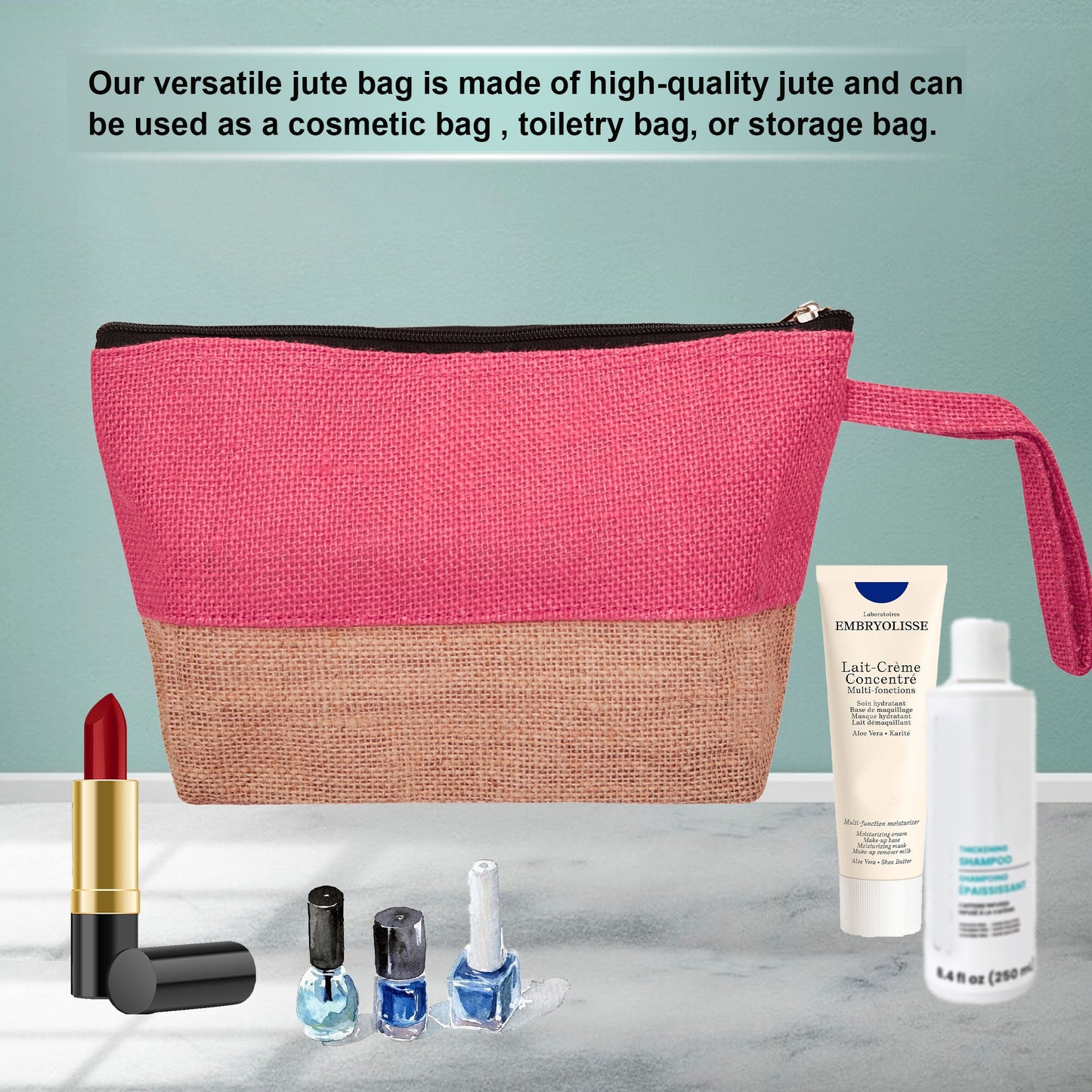Eco Friendly Multipurpose  Unisex Jute Cosmetic Pouches Pack of 6 for Women Wholesale Supply