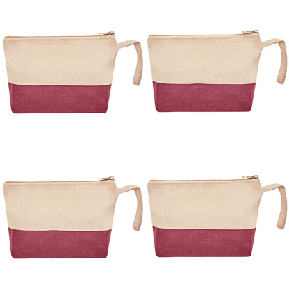 Travel Ready Travel  Jute Cosmetic Pouches Pack of 4 for Women Wholesale Supply
