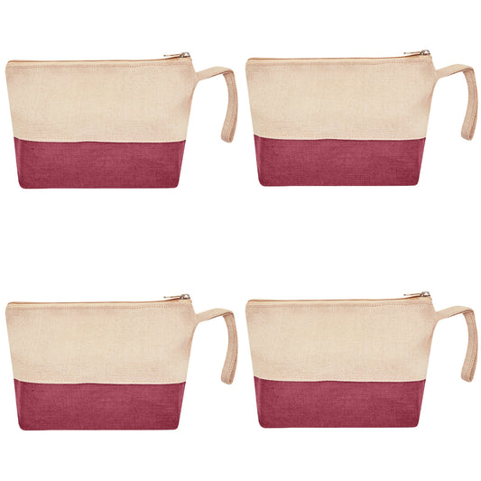 Travel Ready Travel  Jute Cosmetic Pouches Pack of 4 for Women Wholesale Supply