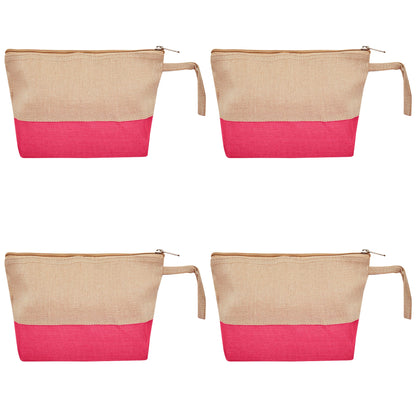 Travel Ready Travel  Jute Cosmetic Pouches Pack of 4 for Women Wholesale Supply