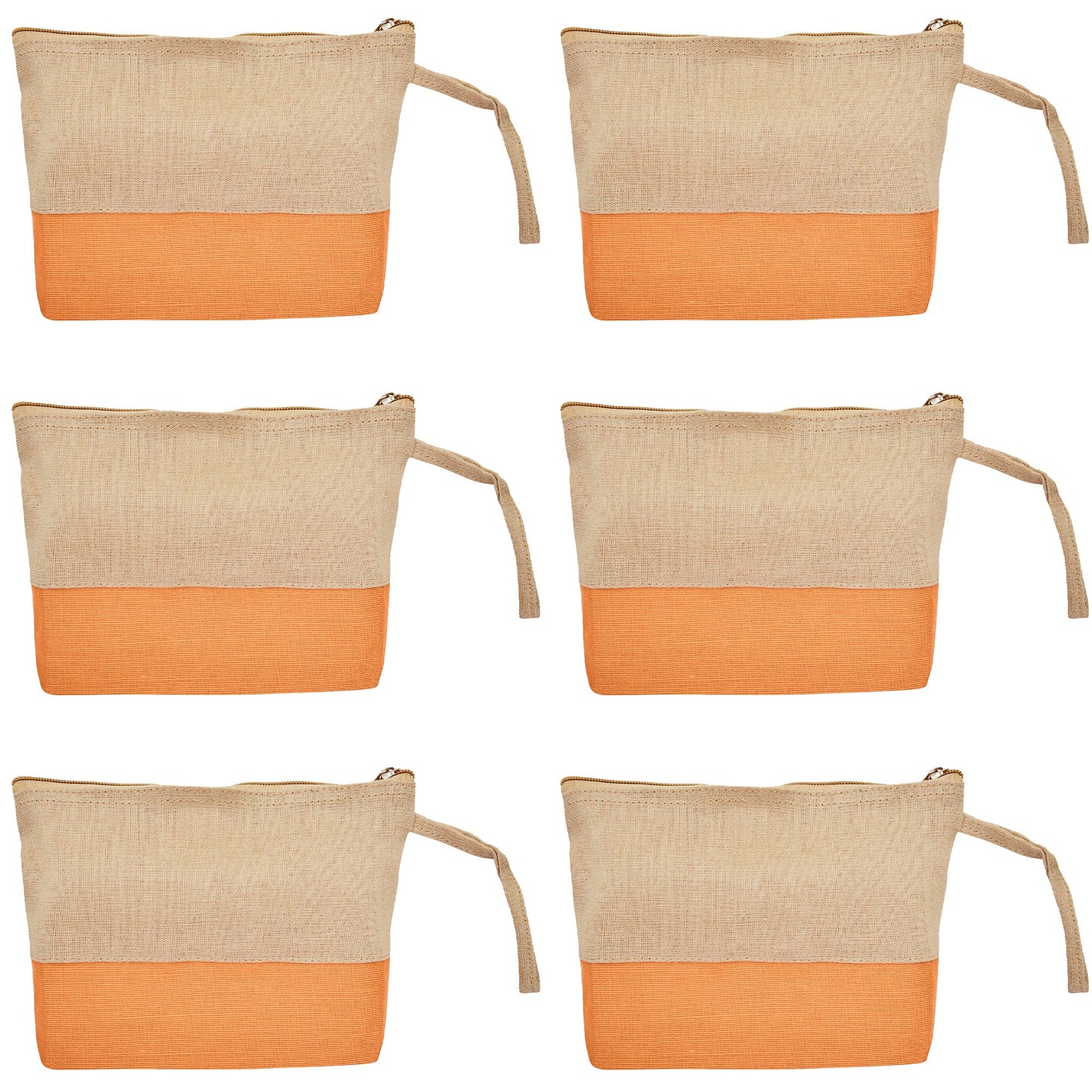 Multipurpose Eco  Jute Cosmetic Zipper Pouches Set of 6 for Women Wholesale Supply