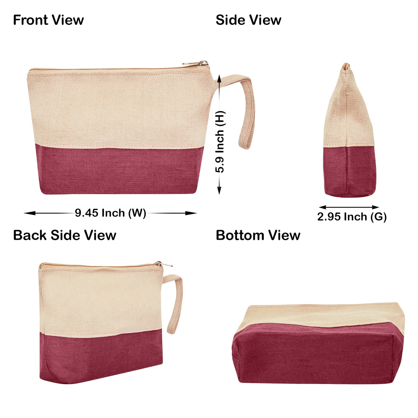 Travel Ready Travel  Jute Cosmetic Pouches Pack of 4 for Women Wholesale Supply