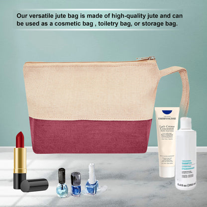 Travel Ready Travel  Jute Cosmetic Pouches Pack of 4 for Women Wholesale Supply