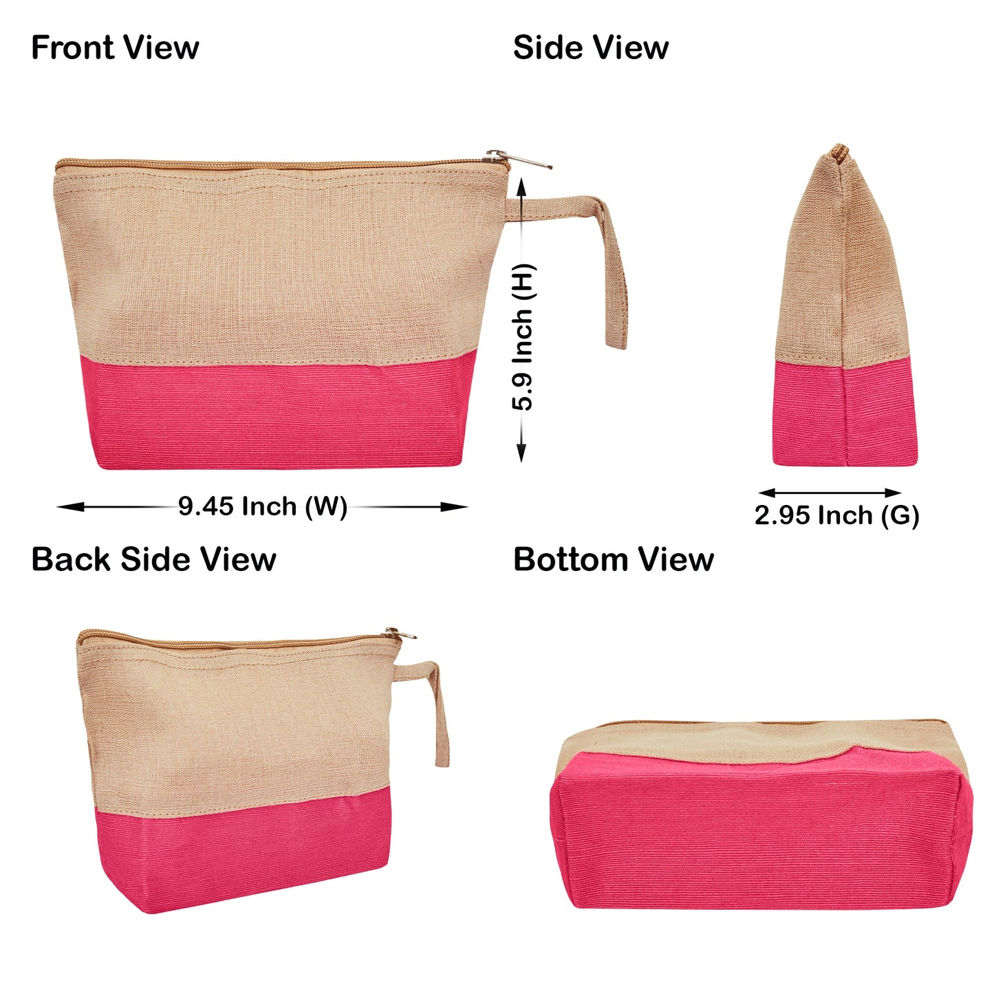 Travel Ready Travel  Jute Cosmetic Pouches Pack of 4 for Women Wholesale Supply
