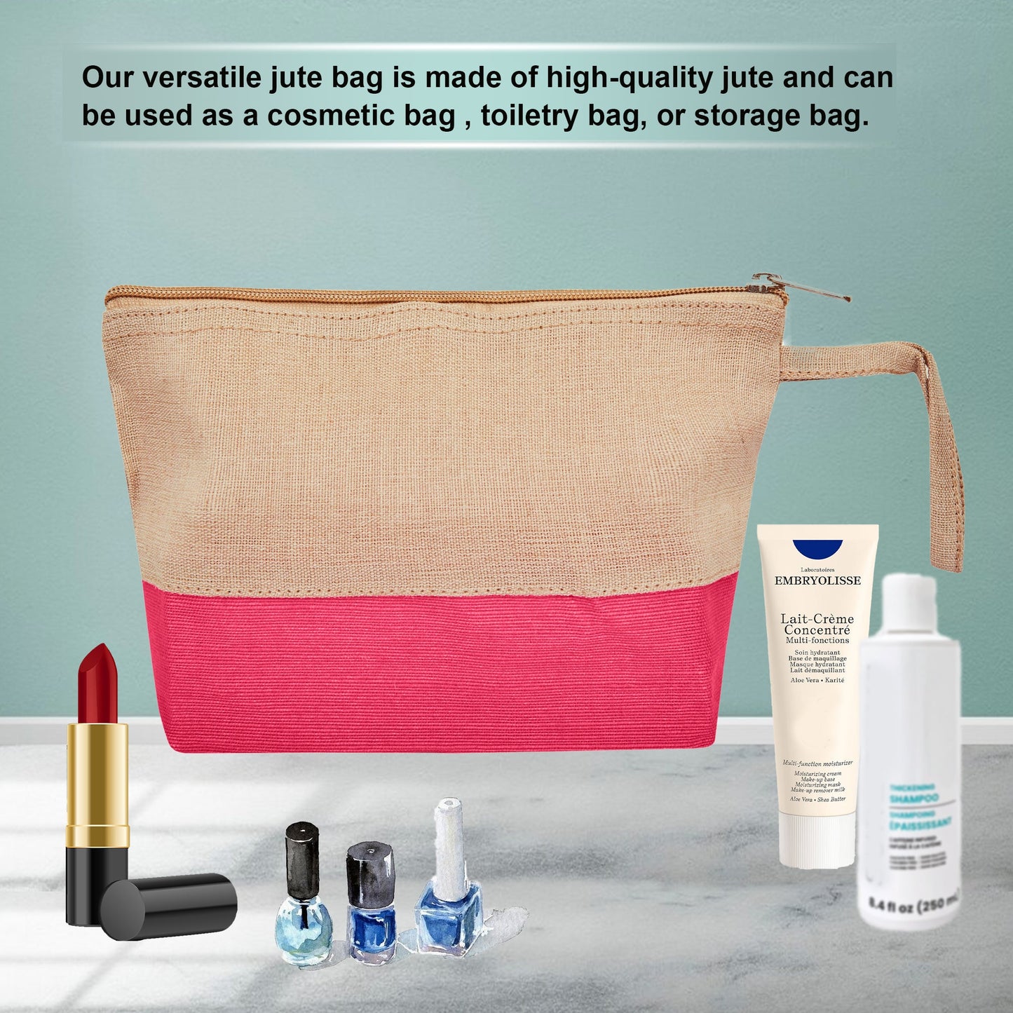 Travel Ready Travel  Jute Cosmetic Pouches Pack of 4 for Women Wholesale Supply