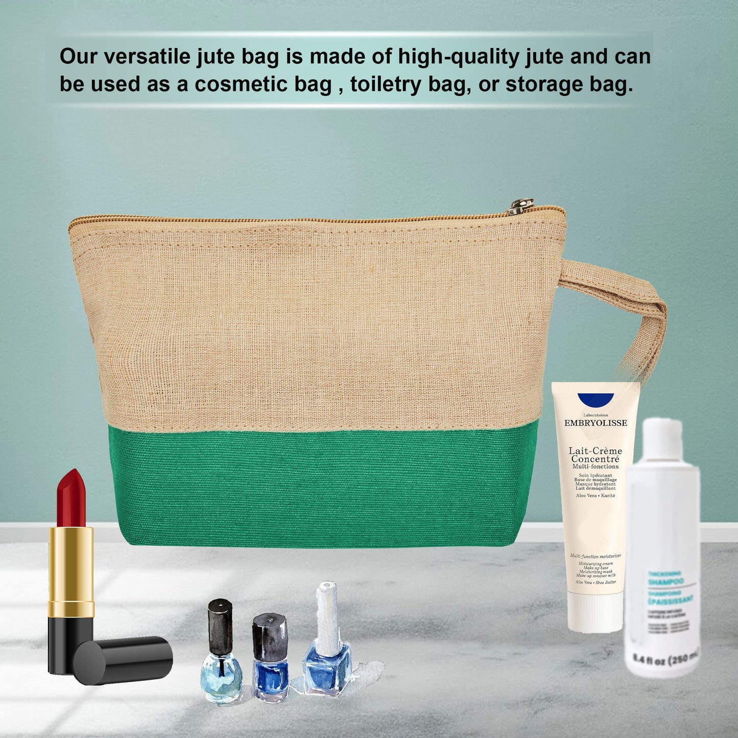 Travel Ready Travel  Jute Cosmetic Pouches Pack of 4 for Women Wholesale Supply