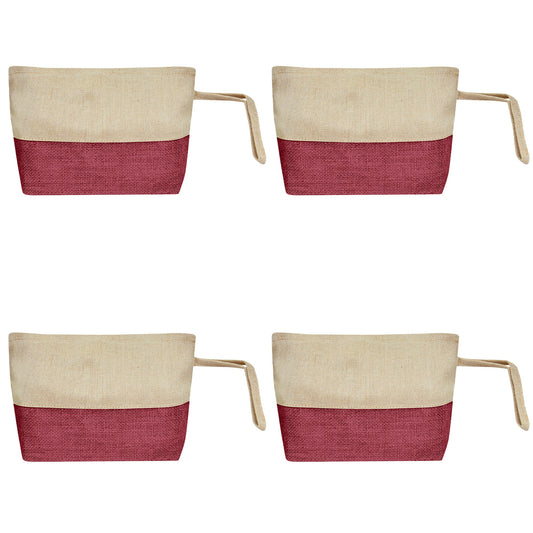 Elegant Durable  Burlap Zipper Travel Organizer Pouches Pack of 4 for Women Wholesale Supply