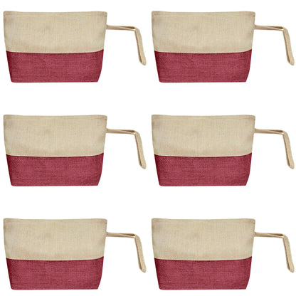 Versatile Multipurpose  Burlap Zipper Travel Organizer Pouches Set of 6 for Women Wholesale Supply