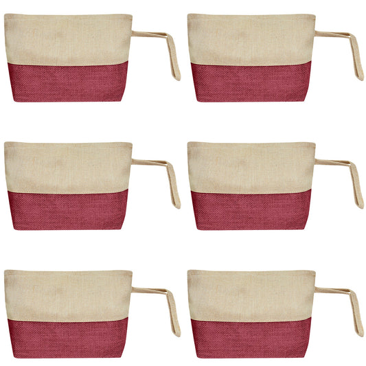 Versatile Multipurpose  Burlap Zipper Travel Organizer Pouches Set of 6 for Women Wholesale Supply