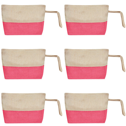 Versatile Multipurpose  Burlap Zipper Travel Organizer Pouches Set of 6 for Women Wholesale Supply