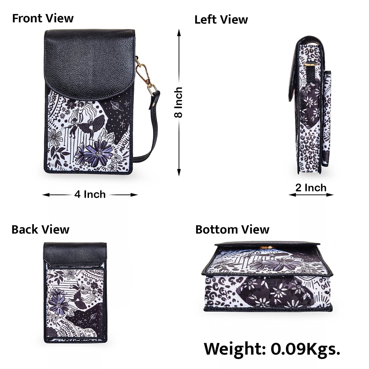 Wholesale Women Crossbody Phone Wallet - Fabric with Leather Trim