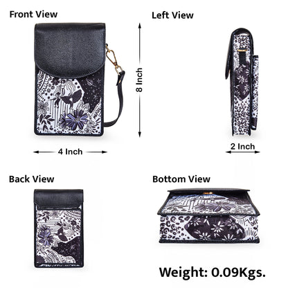 Wholesale Women Crossbody Phone Wallet - Fabric with Leather Trim