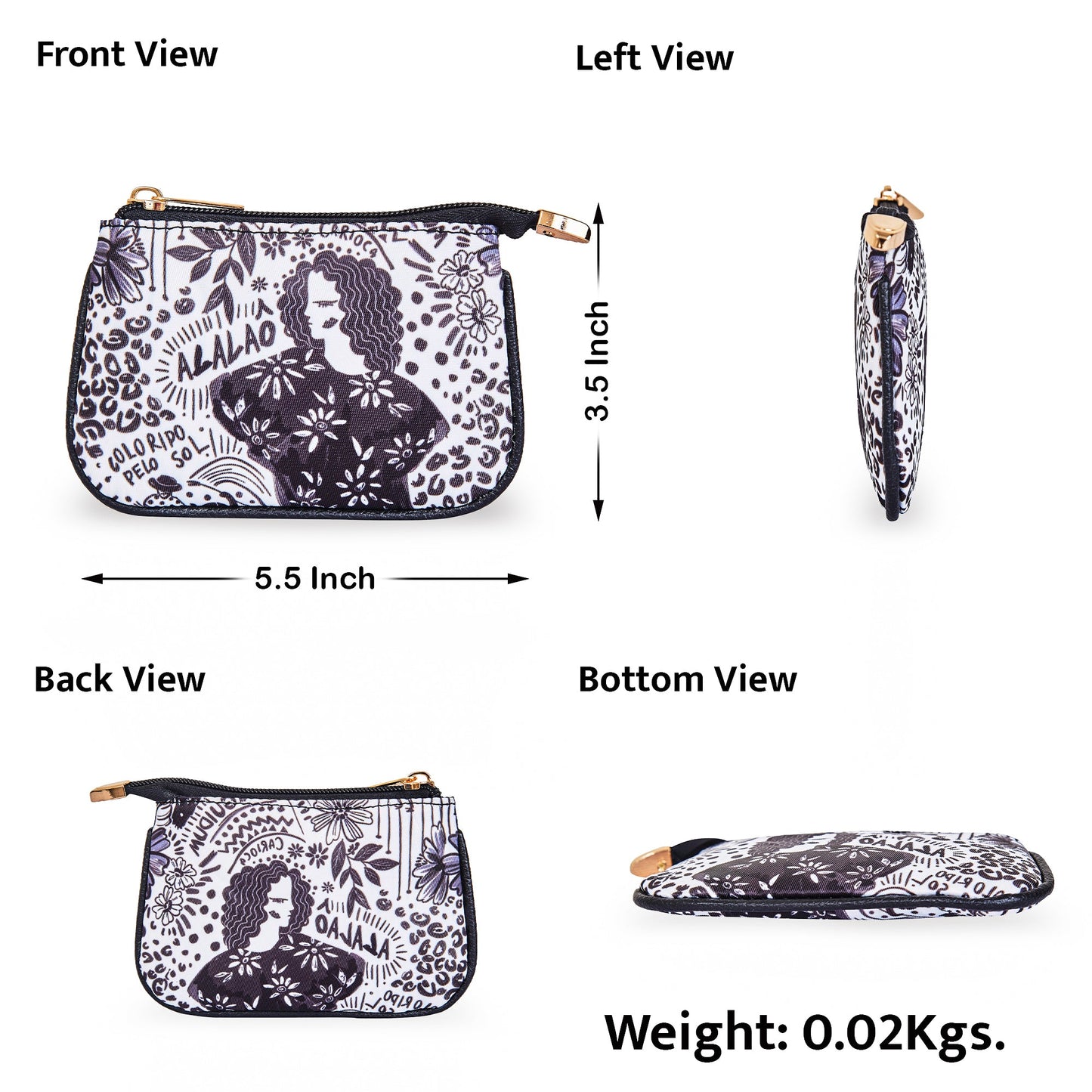 Wholesale Compact Coin Pouch - Fabric with Leather Trim for Women