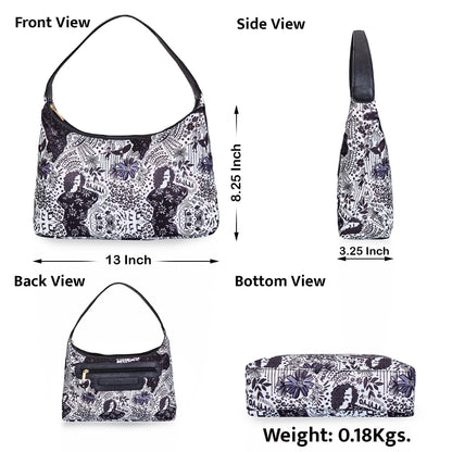 Wholesale Monochrome Sling Hobo Bag - Fabric with Leather Trim for Women