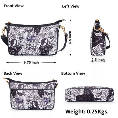 Wholesale Black White East West Hobo Bag - Fabric with Leather Trim for Women