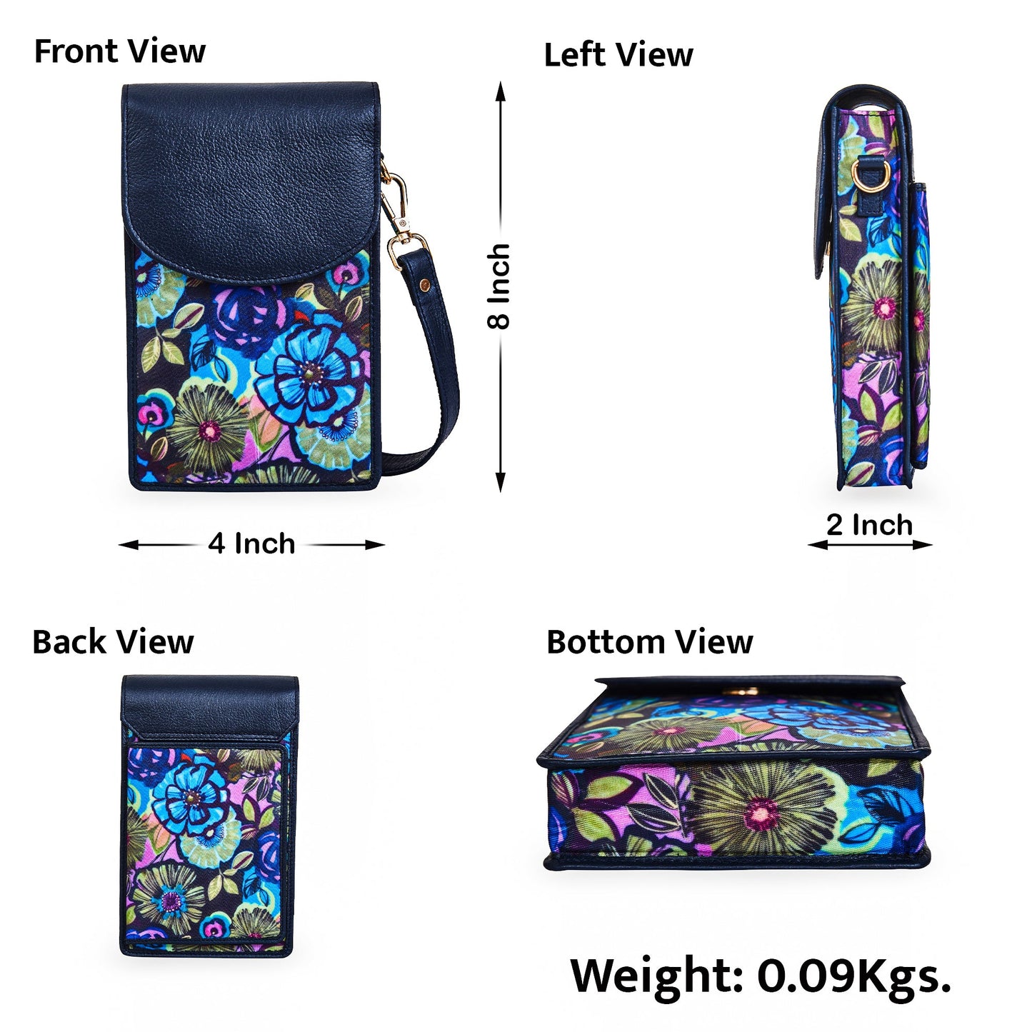 Wholesale Women's Floral Crossbody Wallet - Fabric with Leather Trim