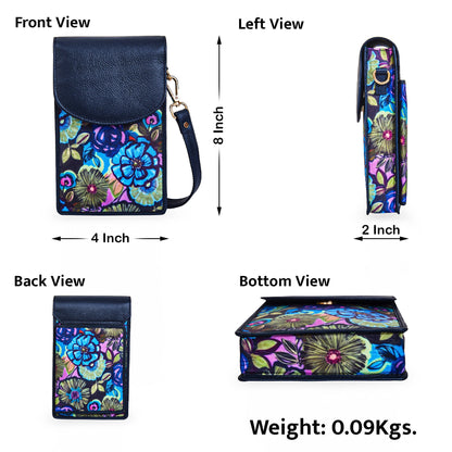 Wholesale Women's Floral Crossbody Wallet - Fabric with Leather Trim