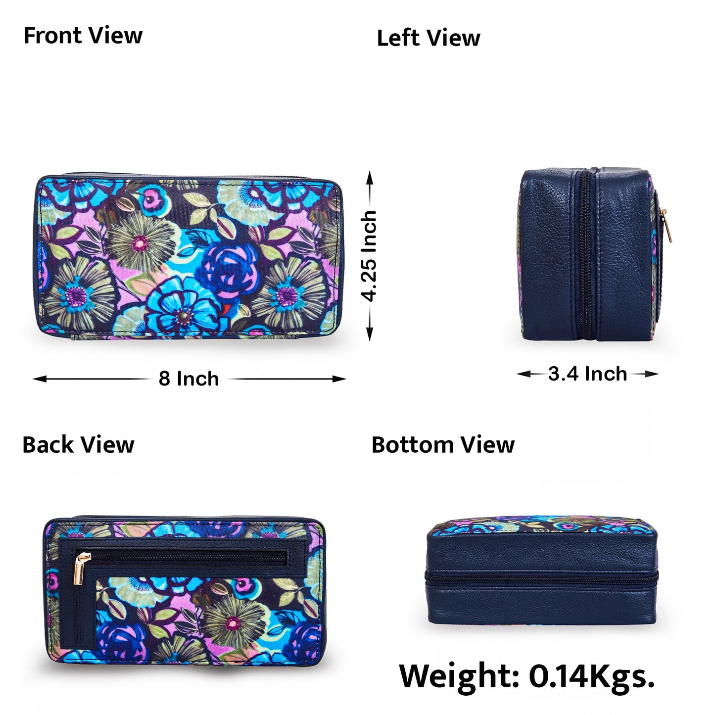 Wholesale Floral Travel Jewelry Case - Fabric with Leather Trim for Women