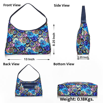 Wholesale Botanical Hobo Sling Bag - Fabric with Leather Trim - Women