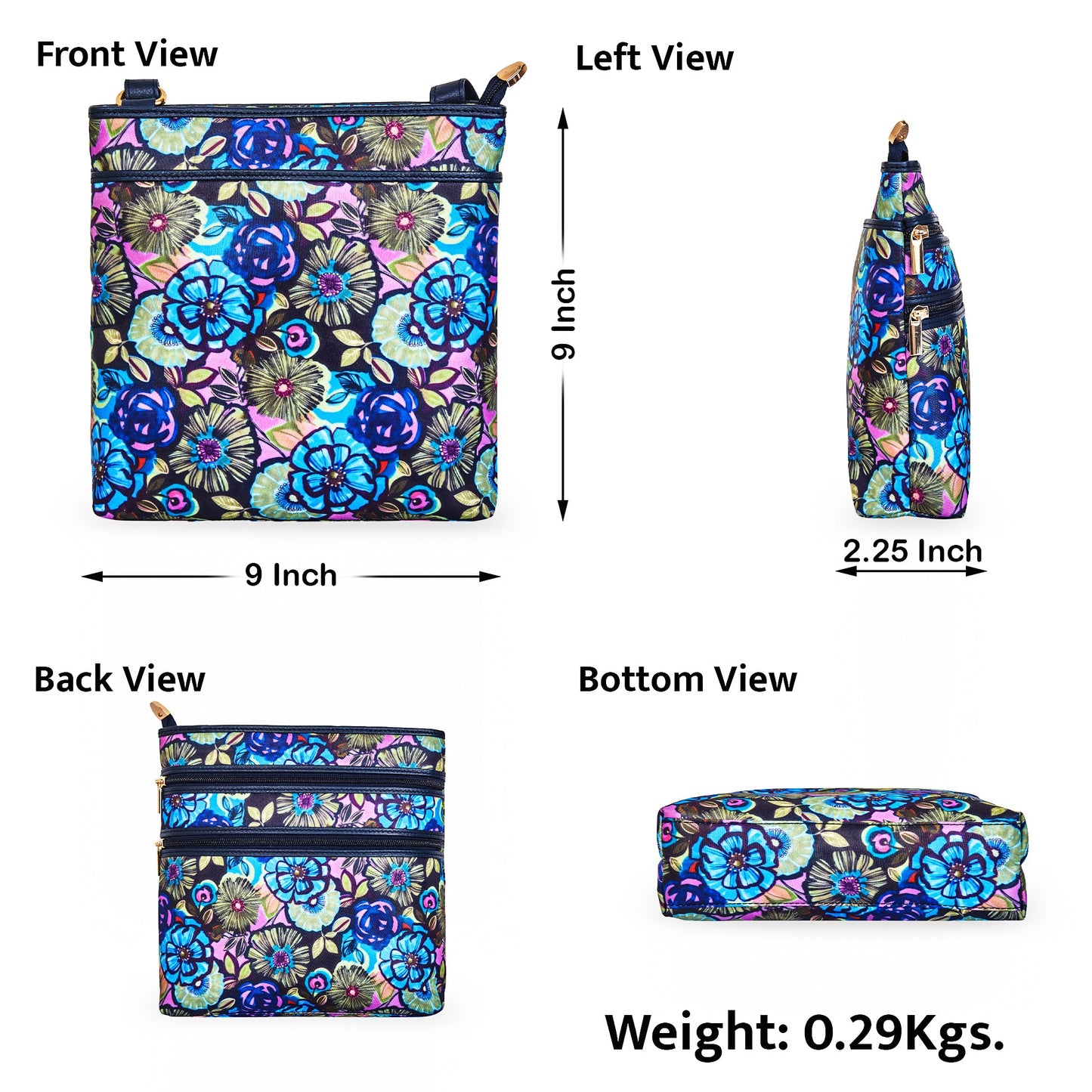 Women's Wholesale Botanical Crossbody Bag - Fabric with Leather Trim