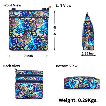 Women's Wholesale Botanical Crossbody Bag - Fabric with Leather Trim