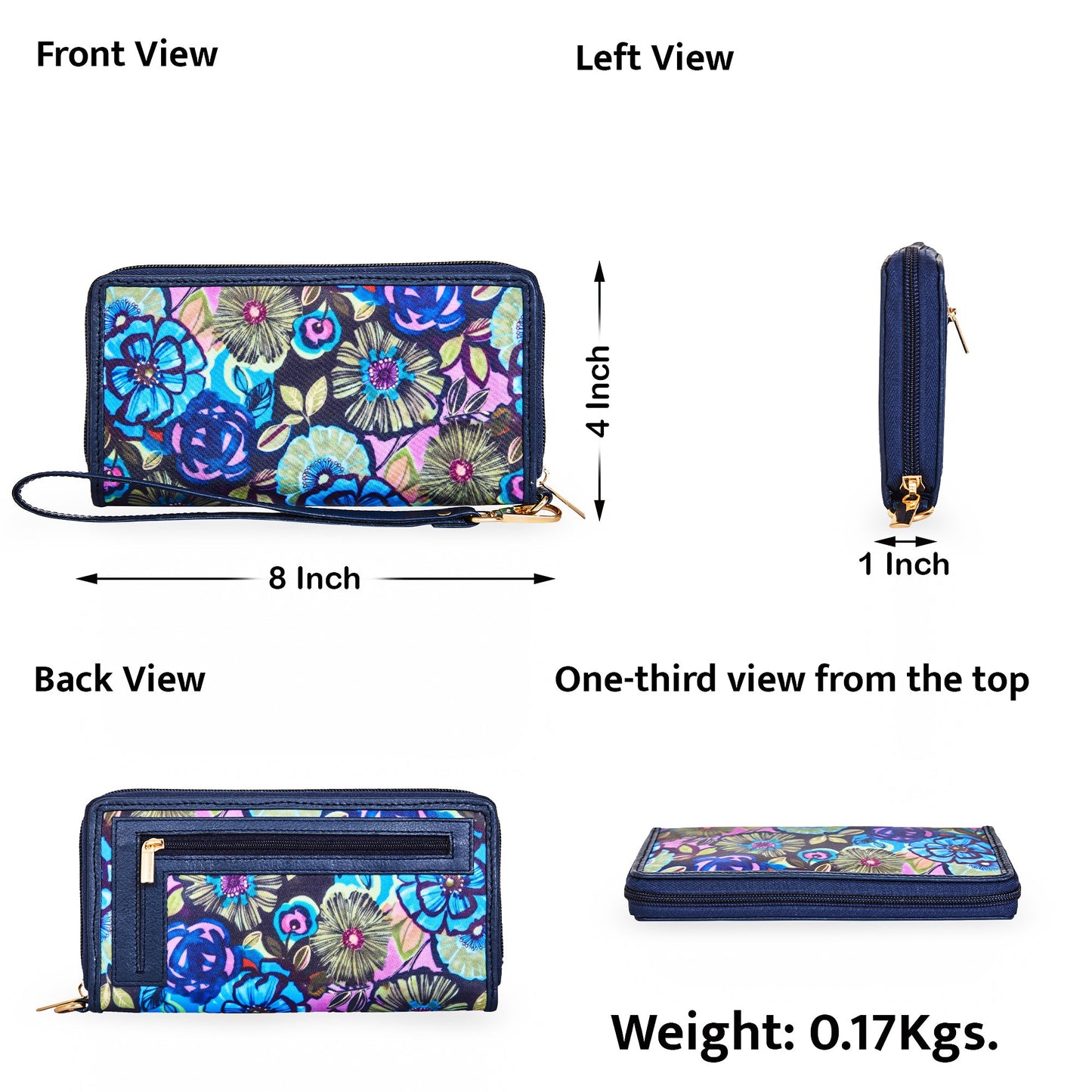 Wholesale Women Floral Wristlet Wallet - Fabric with Leather Trim