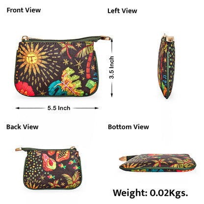 Wholesale Women Travel Coin Pouch - Fabric with Leather Trim Use