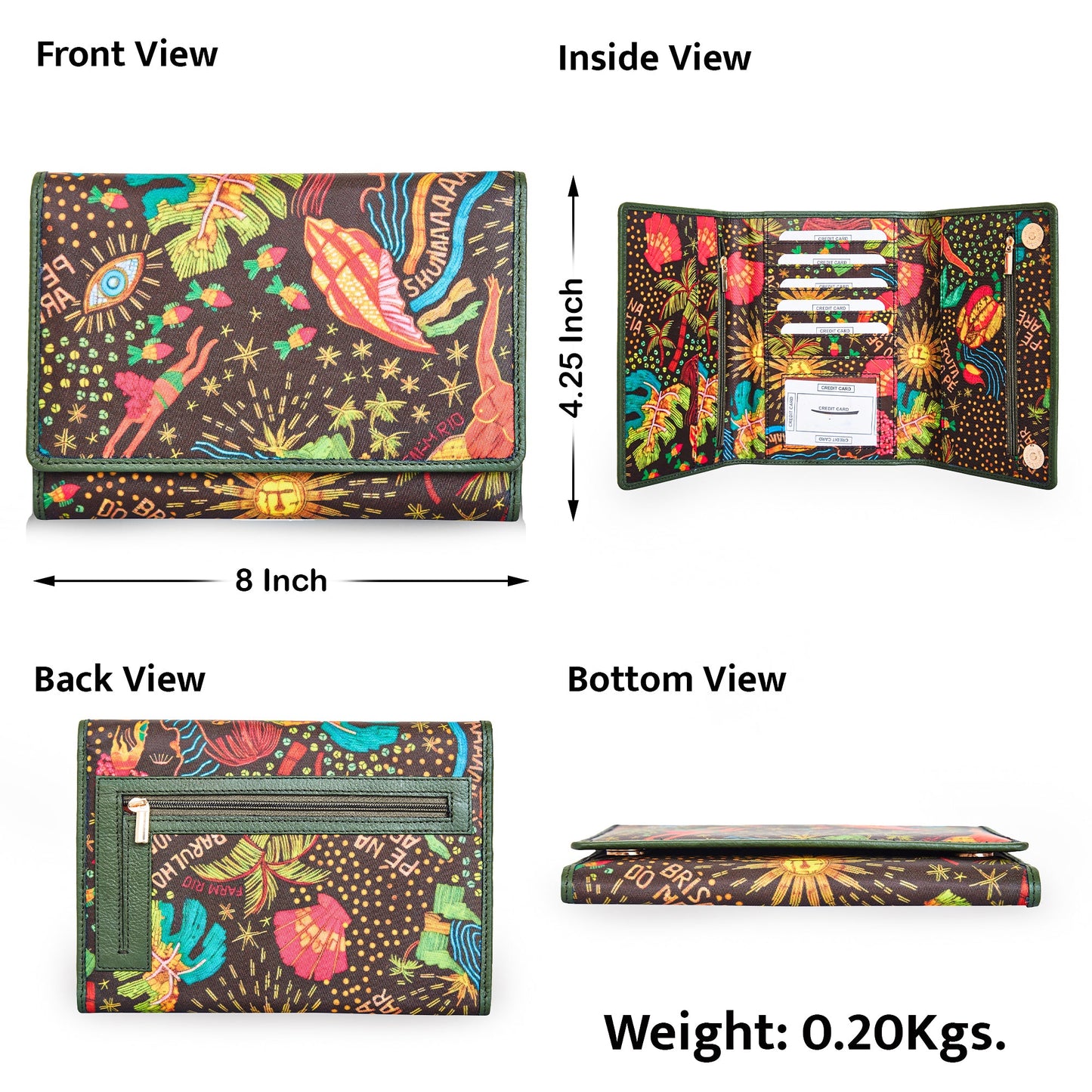 Wholesale Coastal Style Trifold Wallet - Fabric with Leather Trim for Women