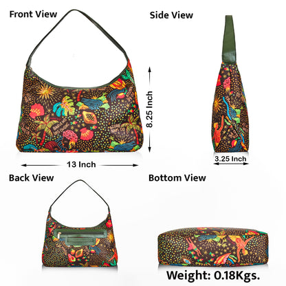 Wholesale Coastal Fabric Hobo Bag - Fabric with Leather Trim for Women