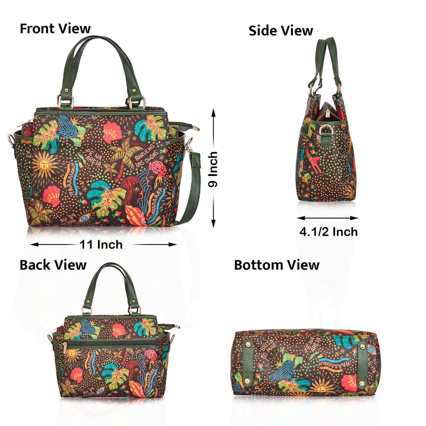 Wholesale Women Coastal Satchel Bag - Fabric with Leather Trim Style