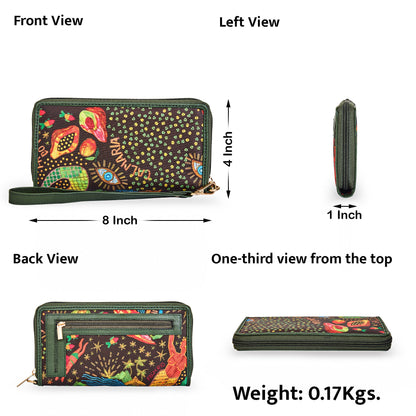 Wholesale Women Coastal Wristlet Wallet - Fabric with Leather Trim