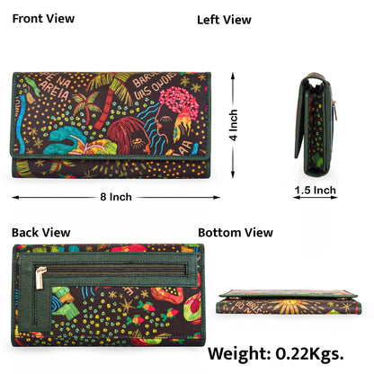 Wholesale Seaside Trifold Wallet - Fabric with Leather Trim for Women