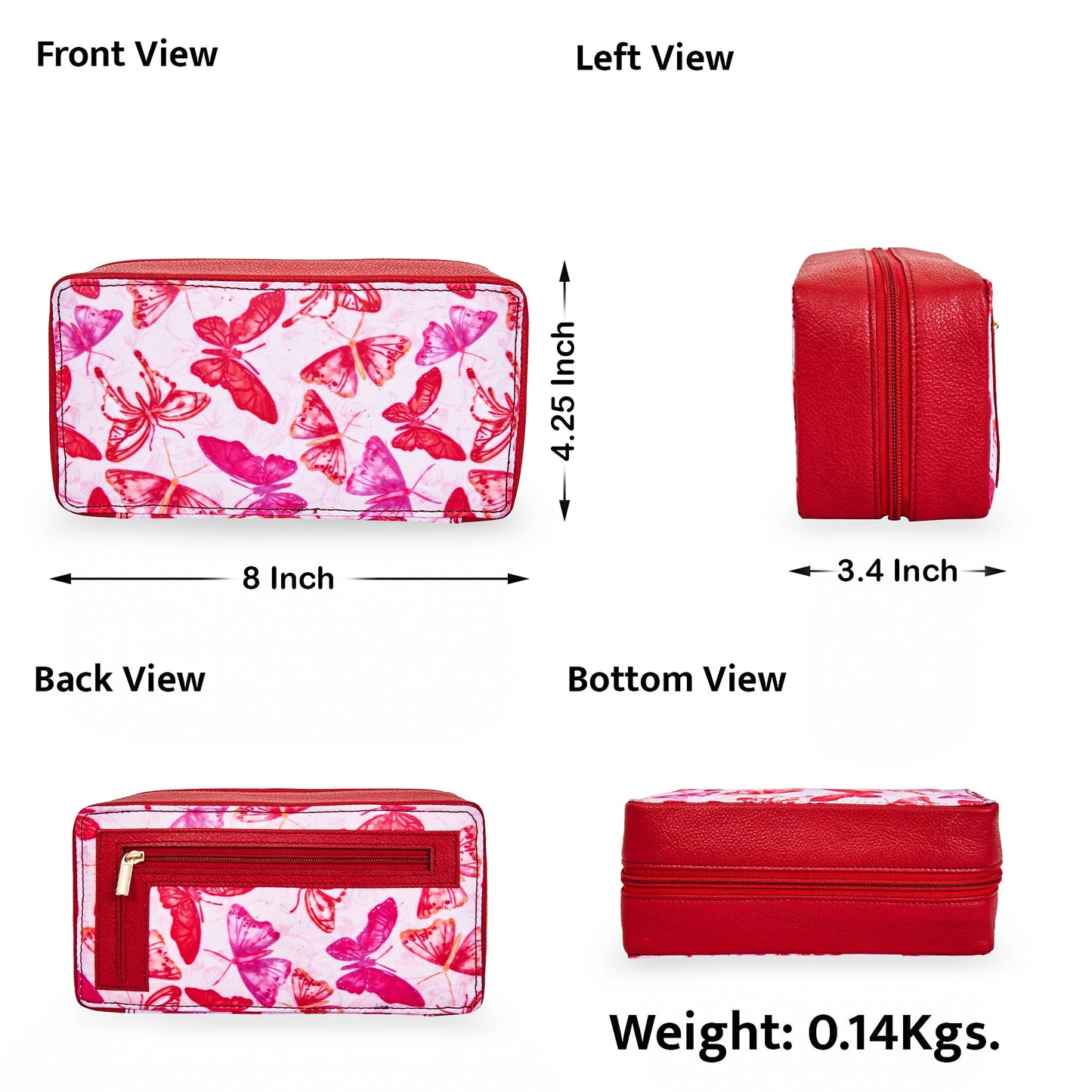 Wholesale Women Butterfly Jewelry Organizer Bag - Fabric with Leather Trim Style