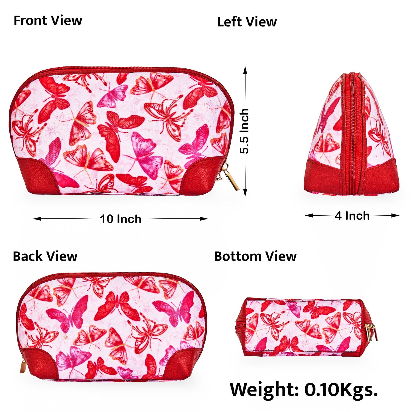 Wholesale Elegant Butterfly print Cosmetic Bag fabric with Leather Trim – Perfect for Women