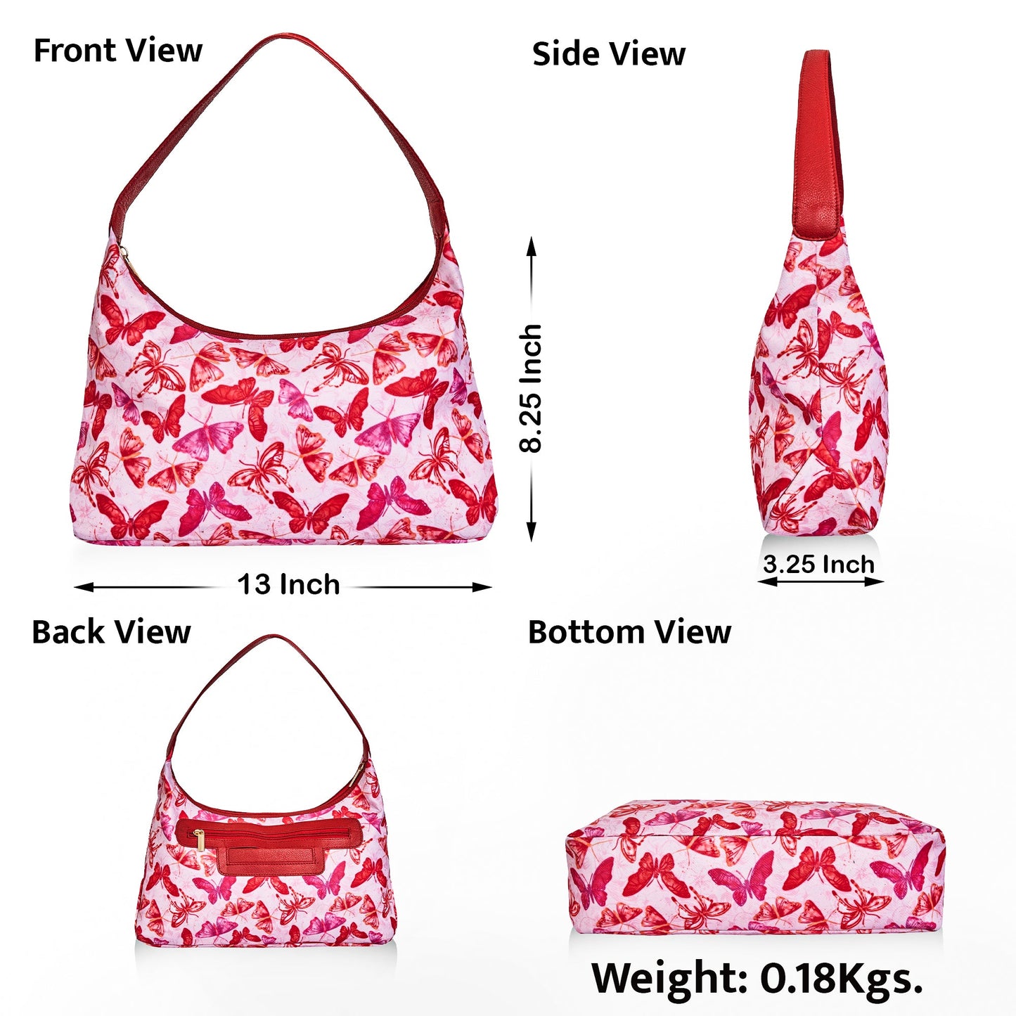 Wholesale Butterfly Sling Hobo Bag - Fabric with Leather Trim for Women