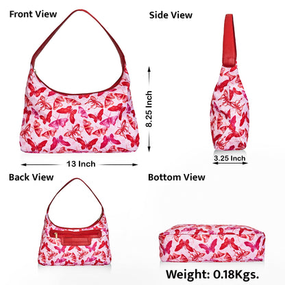 Wholesale Butterfly Sling Hobo Bag - Fabric with Leather Trim for Women