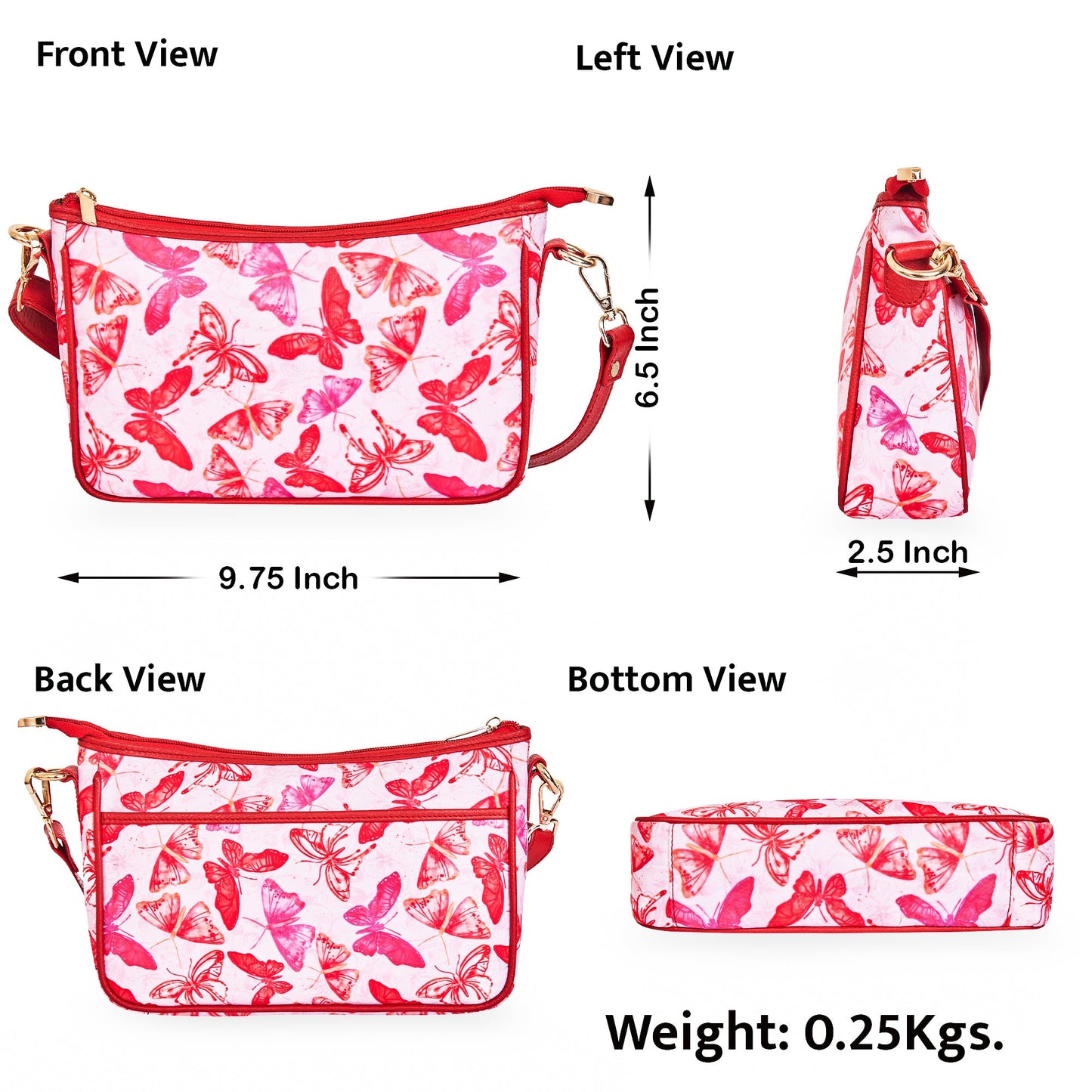 Wholesale Butterfly East West Hobo Bag - Fabric with Leather Trim for Women