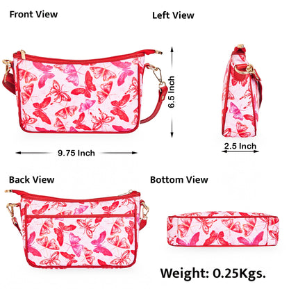Wholesale Butterfly East West Hobo Bag - Fabric with Leather Trim for Women