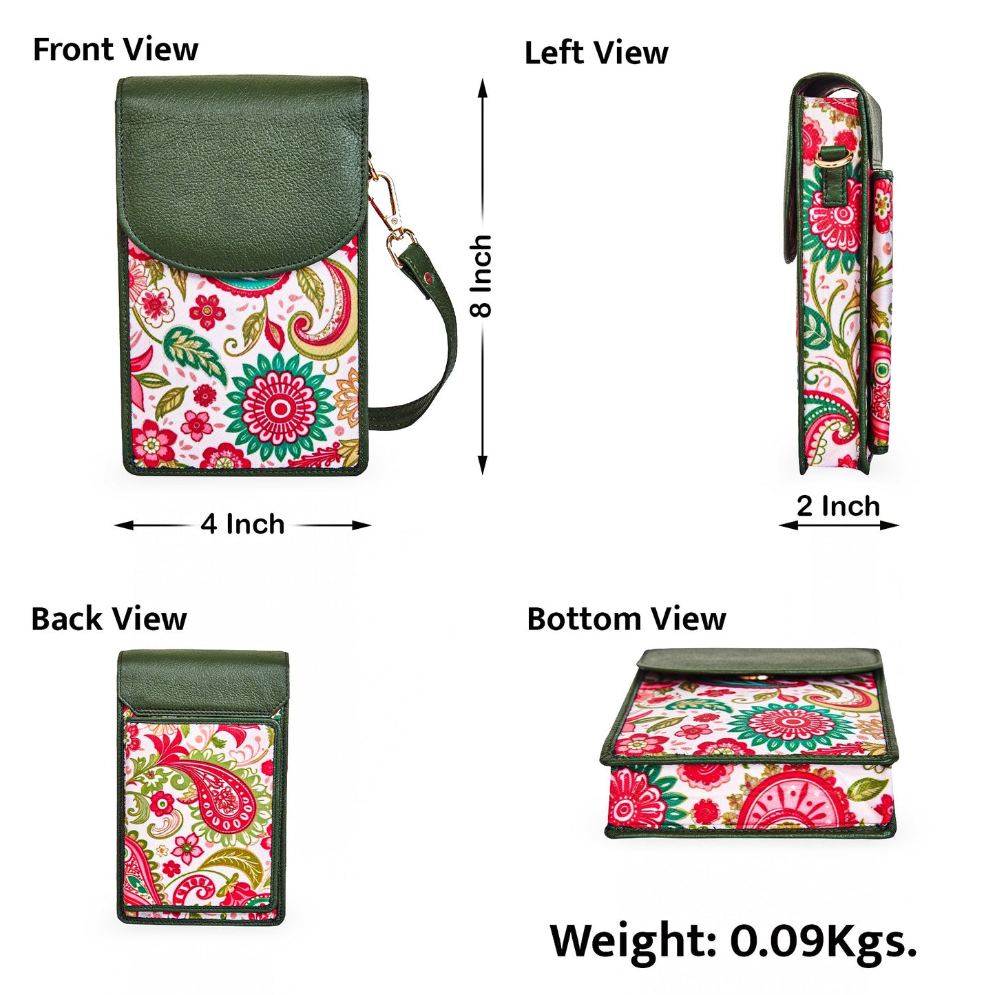 Wholesale Women's Paisley Crossbody Phone Wallet - Fabric with Leather Trim